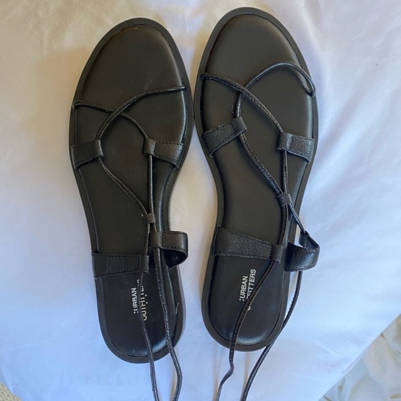 Urban Outfitters Shoes - Urban Outfitters Black Leather Gladiator Sandals
